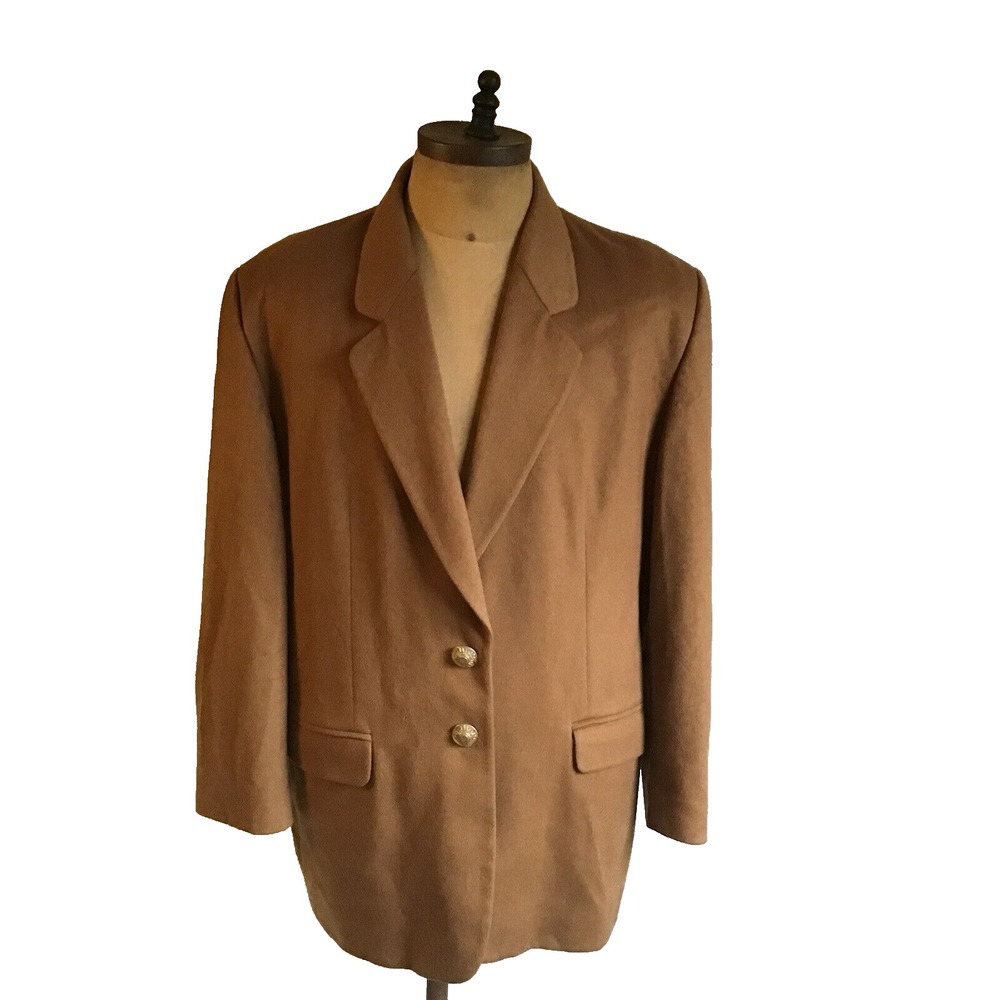 VTG Saks 5th Avenue 100% Cashmere Sport Coat Blazer Mens 44-Brown Gold Buttons